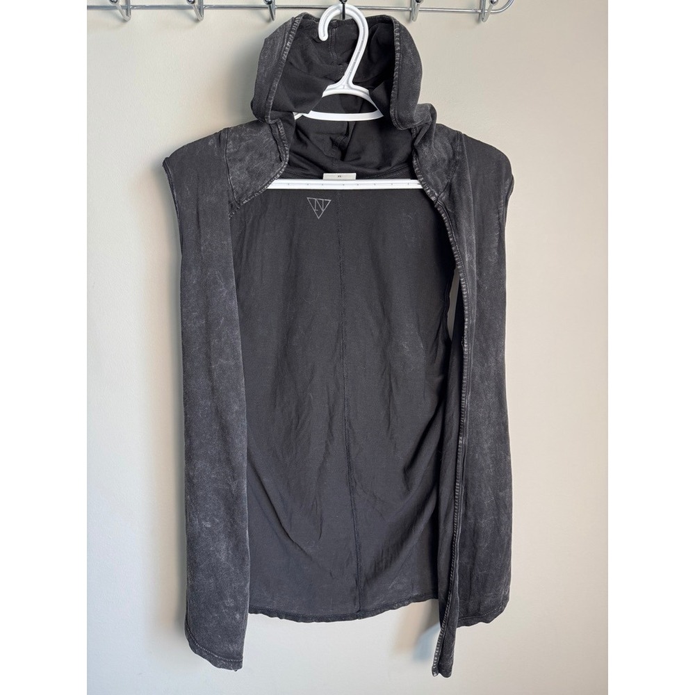 Noisy May Sleeveless Waistcoat Womens XS Charcoal Black Acid Wash Hooded Goth